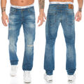 Cipo & Baxx Herren Jeans Stretch Slim Fit Hose 475 Blau Used Effekte Pants