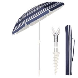 180 cm Sonnenschirm Balkon Strandschirm mit Bodenhülse & Schutzhülle Gebraucht