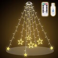1.5m Christbaumbeleuchtung mit Ring Sterne LED Lichterkette Weihnachtsbaum Deko