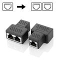 2x RJ45 Y Netzwerk Lan Verteiler Adapter 1zu2 Splitter Cat6A Ethernet Kabel X