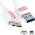Weiß USB 3.0 Datenkabel für Festplatte TOSHIBA Canvio Ready 2 TB HDD 2,5 Zoll