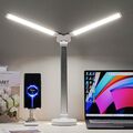 Schreibtischlampe LED Doppelkopf Tischlampe Leselampe Büroleuchte Dimmbar USB DE
