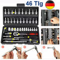 46tlg Kits 1/4" Steckschlüssel Satz Nusssätze Knarrenkasten Ratschenkasten Nüsse