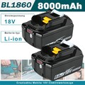 2 Original 18V/8,0Ah - 2er Set -BL1860B Akku - für Makita 197422-4 BL1850 BL1830