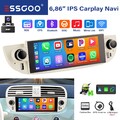 2+64GB Android 14 Autoradio DAB+ Für Fiat 500 2007-2015 Carplay GPS RDS WiFi KAM