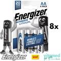 32 x Energizer Ultimate AA Mignon Lithium FR6 L91 1,5V Batterien im Blister 8x4
