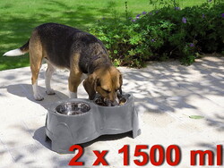 ❤️ HUNDE FUTTER- UND WASSERNAPF BAR ❤️ 2 x 1500 ml Fressnapf Doppelnapf Zubehör