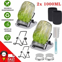 2 Stück Sprossenglas Set Sprossen Keimglas Sprouting Jar 1000ml Glas Keimgläser