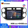4+64GB 8-Core Autoradio Für VW Tiguan 5N 2007-2016 Apple Carplay Android14.0 GPS