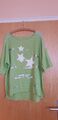 Baumwoll Shirt/Hängerchen Made in ITALY  44 grün Sterne Glitzer kurzärmelig 