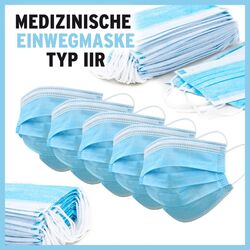 300 / 100 Medizinische OP Maske Typ IIR  Mundschutz 3-lagig Einweg Blau⭐⭐⭐⭐⭐ ✔ Typ IIR ✔ EN14683 ✔ Medizinische Masken ✔