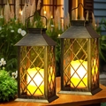 Solarlaterne für Außen 2 Stück Große Solarlampen Garten mit Flammeneffekte Ke...