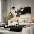 Pendelleuchte Pendellampe Hängeleuchte Wohnzimmerlampe 6 Flammig Glas H 117 cm