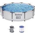 Bestway 56408 Steel Pro MAX Frame Pool-Set mit Filterpumpe Ø 305 x 76 cm grau