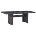 Garten-Esstisch Schwarz 200x100x74 cm Glas und Poly Rattan