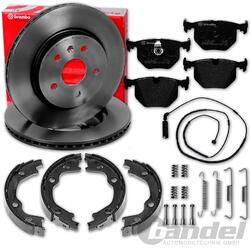 brembo BREMSSCHEIBEN + BELÄGE + HANDBREMSE HINTEN passend für BMW 3er E46 330i/dHA 320x22mm // mit Warnkontakt // Baujahr 1999 - 2007