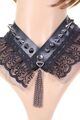 Gothic Spike Leder Kette Halsband mit Spitze schwarz