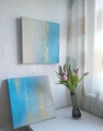 Bilder 2er Set | Malediven | | je 40*40*3,5 | Modern Abstrakt | Handgemalt 