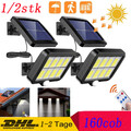 160 Cob Solarleuchte Bewegungsmelder Solarlampe Außenlicht Gartenstrahler 1/2X