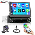 Autoradio 1DIN Mit 7 Zoll Bildschirm Carplay Android Auto AUX Type-C USB +Kamera