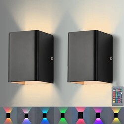 2er RGB Wandlampe Cube Würfel LED Wand Leuchte Lampe Up Down Flur Innen Zimme 5W