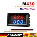 DC0-100V Amp Volt Gauge Dual LED Digital Voltage Current Meter (Red Blue 10A)