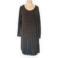 💙 Damen Strick Kleid Plissee Anthrazit Meliert N864C Gr.  M 40 42