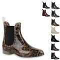 893129 Damen Stiefeletten Lack Gummistiefel Chelsea Boots New Look