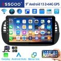Für Fiat 500 2007-2015 Android 13 Carplay Autoradio GPS BT WIFI RDS 2+64G KAM 9"