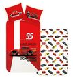 JACK Renforcé Wende Bettwäsche 2 tlg. 135x200cm Cars Disney Pixar Rot Schwarz
