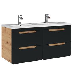 Doppel Waschtisch-Unterschrank Set 120cm Keramik Waschbecken Badmöbel Badezimmer