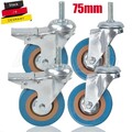 4x 75mm Transportrollen Schwerlastrollen Lenkrolle mit Gewindestift Möbelrollen