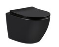 Wand WC Hänge spülrandlos WC Becken Gäste WC SoftClose TakeOff WC-Sitz schwarz 