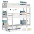 Etagenbett 90x200 Kinder mit Matratze Dreifach Kinderbett Stockbett Homestyle4u
