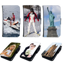 Handy Hülle Flip Tasche für Samsung Galaxy eigene Foto Etui Schutz Cover Motiv
