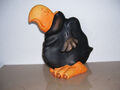 Lustige Deko Figur Rabe Krähe Vogel 22 cm Keramik schwarz orange 