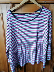 Langarmshirt Damen s.Oliver Triangle Gr 48 50  weiß schwarz rosa gestreift