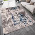 Teppich Abstrakt Vintage Look Wohnzimmer Kurzflor Teppich läufer Blau