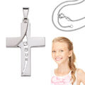 Baby Taufe Kinder Kommunion Firmung Kreuz Echt Silber 925 Anhänger mit Kette