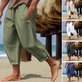 Herren 3/4 Capri Hose Shorts Sommerhose Bermudas Kurz Hosen Strandhose Stoffhose