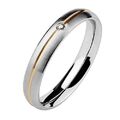 Damen Ring Verlobungsring Fingerring Edelstahl mit Kristall vergoldet gestreift