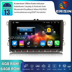 9" 8-Kern Android 13 DAB+Autoradio GPS für VW Passat Polo Golf 5/6 Tiguan Sharan4GB+64GB√OPS√CarPlay√Wifi√OBD2√DVB-T2√Bluetooth√DSP√RDS