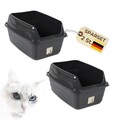 2er Set Katzentoiletten hoher Rand Schwarz Katzentoilette XXL offen ohne Deckel