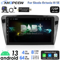 DAB+ 4+64GB Android13 8-Core Autoradio GPS Navi CarPlay Für SKODA Octavia III 5E