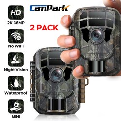 2X Campark Mini Wildkamera 36MP 2K IR Nachtsicht Jagdkamera Wildtierkamera DE