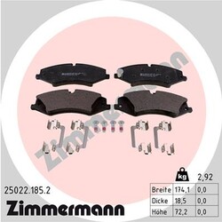 1x ORIGINAL® Zimmermann 25022.185.2 Bremsbelagsatz, Scheibenbremse Vorne, exkl.