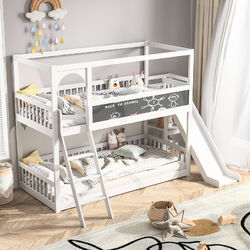 Kinderbett Hochbett Etagenbett 90x200 cm Doppelstockbett Spielbett mit Rutsche