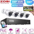 ZOSI 5MP PoE Überwachungskamera Set Außen 8CH NVR 36M Nachtsicht 2TB HDD WIE NEU