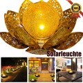 Solarleuchte Lotusblüte Gartenleuchte LED Außenlampe Gartendeko Lotusblume gold