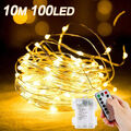 100 LED Lichterkette Drahtlichterkette Außen Innen Timer batterie strom Deko